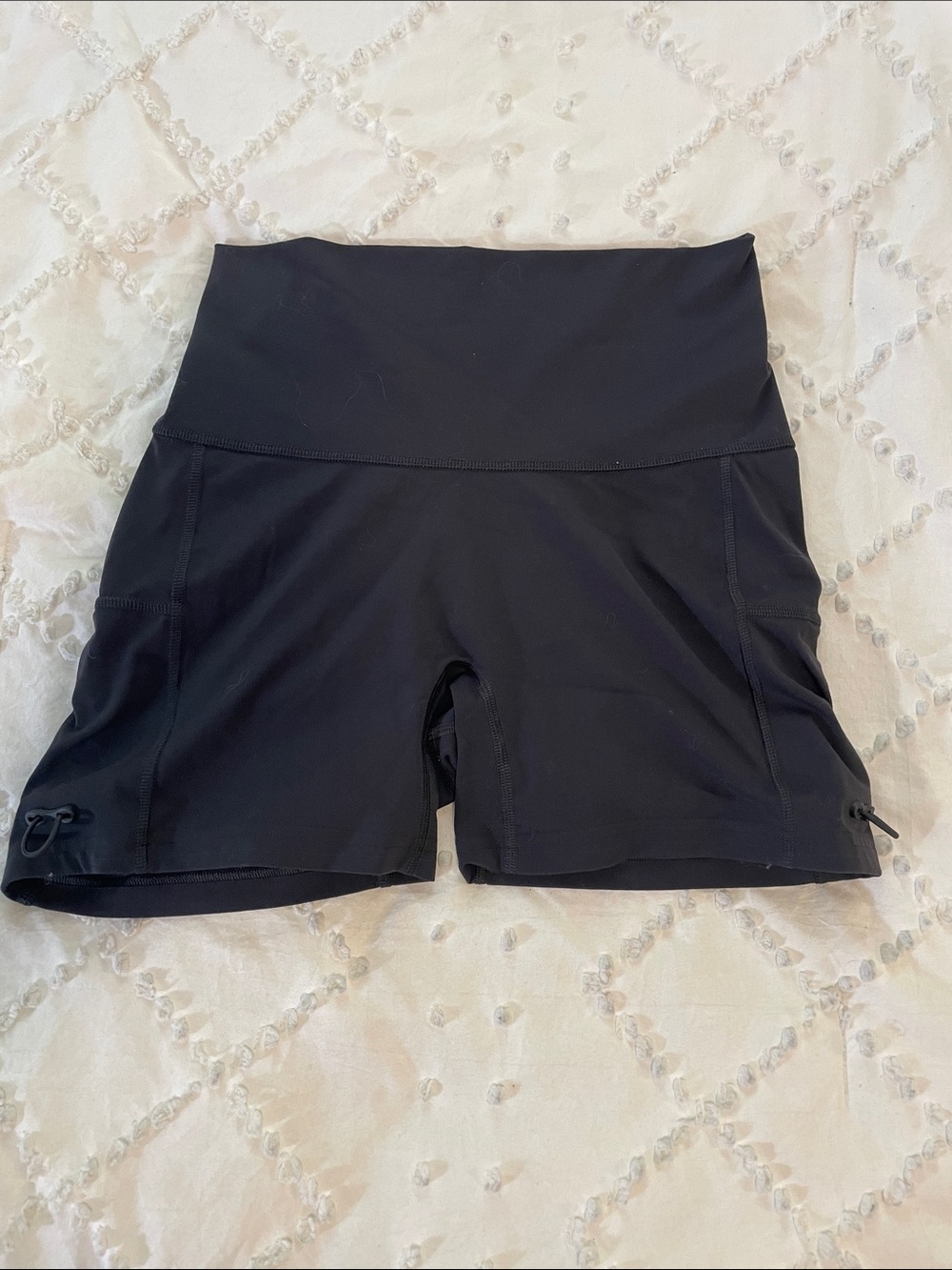 Gymshark Black High-Waist Bike Shorts with Adjustable Hem